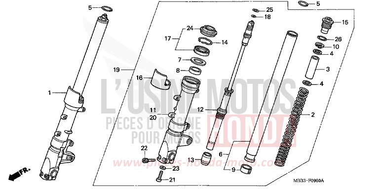 FOURCHETTE AVANT de VTR "FireStorm" ITALIAN RED (R157) 2000